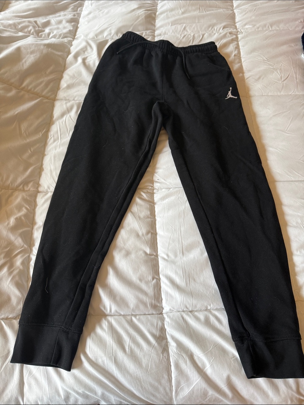 Jordan Black Kids Fleece Joggers with White Jumpman